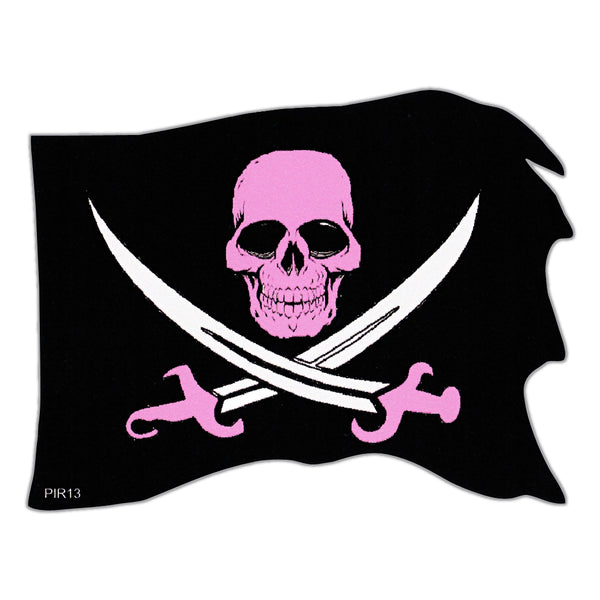 Bumper Sticker - Pirate Flag, Pink Skull and Crossbones