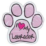 Pink Scribble Dog Paw Magnet - I Love My Labrador Retriever