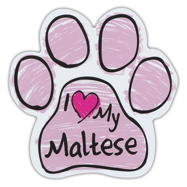 Pink Scribble Dog Paw Magnet - I Love My Maltese