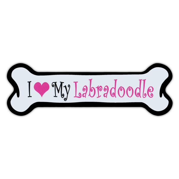 Pink Dog Bone Magnet - I Love My Labradoodle