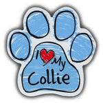 Blue Scribble Dog Paw Magnet - I Love My Collie