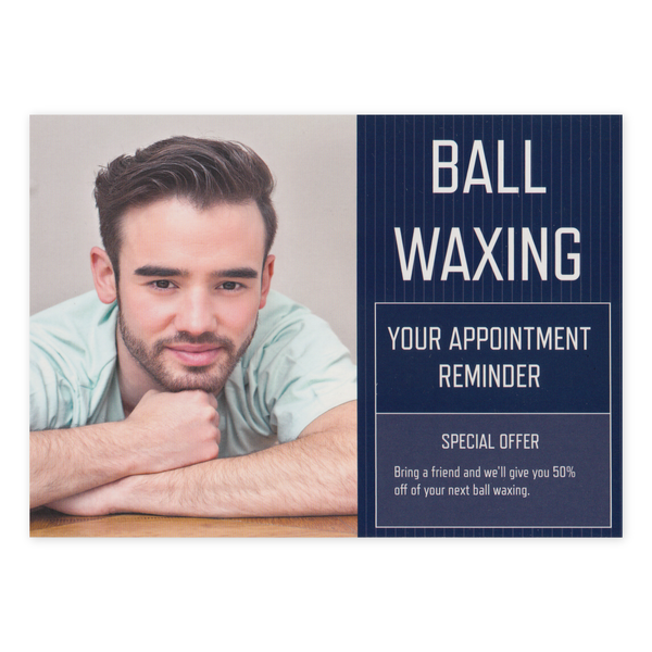 Ball Waxing prank post card front