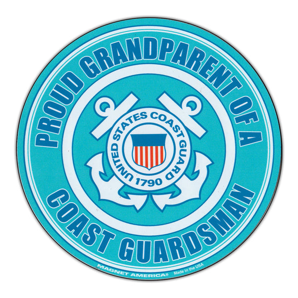 Round Magnet - Proud Grandparent U.S. Coast Guard