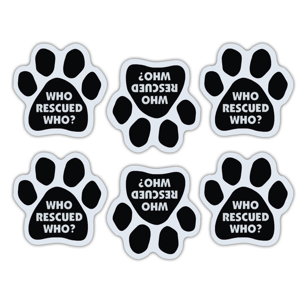 Magnet Variety Pack - Who Rescued Who? Paw Magnets, 1.75" x 1.75" Each