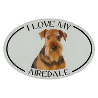 Oval Dog Magnet - I Love My Airedale