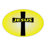 Oval Magnet - Jesus (Yellow, Black Cross)