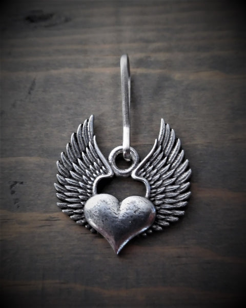 Zipper Pull - Heart With Angel Wings (1.25" x 1.25")