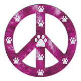 Magnet - Peace Sign, Reddish/Purple Design w/Paws (4.75" Round)