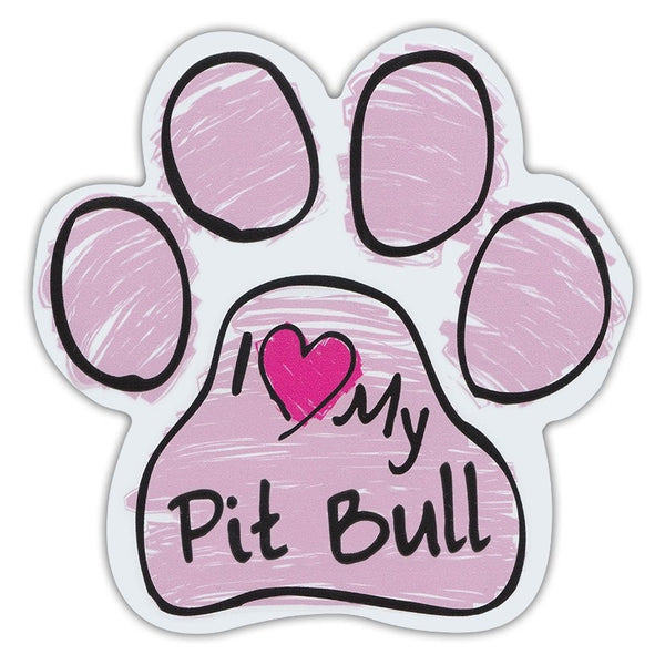 Pink Scribble Dog Paw Magnet - I Love My Pit Bull