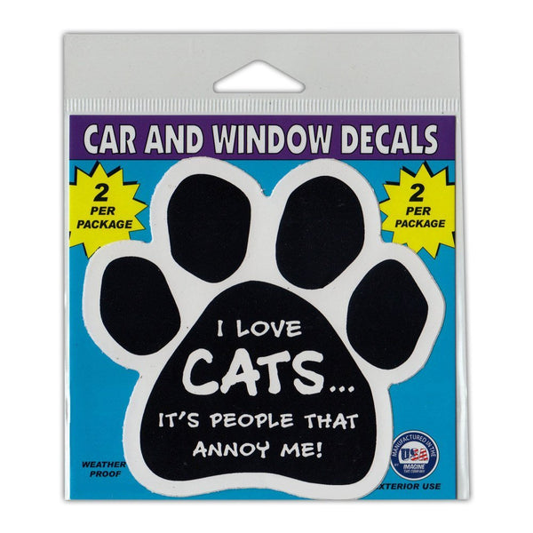 Window Decals (2-Pack) - I Love Cats… It's People That Annoy Me! (4.5" x 4.25")