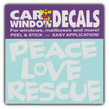 Window Decal - Peace Love Rescue (4.5" Wide)