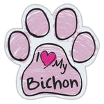 Pink Scribble Dog Paw Magnet - I Love My Bichon