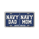 Aluminum License Plate Cover - Navy Dad, Navy Mom