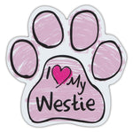 Pink Scribble Dog Paw Magnet - I Love My Westie