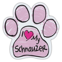 Pink Scribble Dog Paw Magnet - I Love My Schnauzer