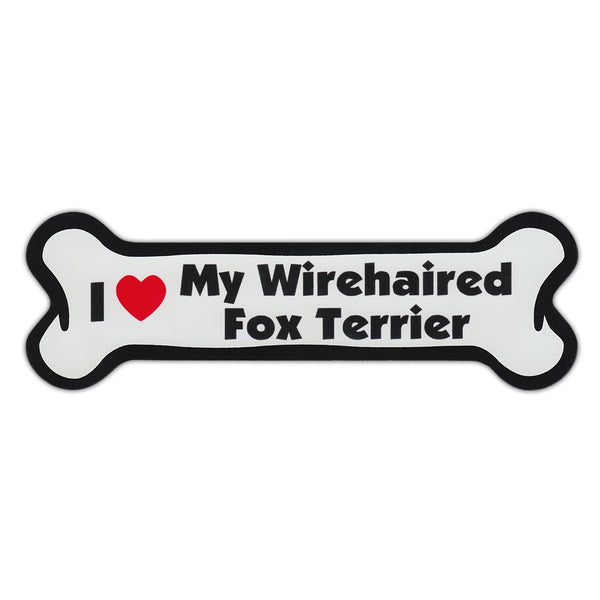Dog Bone Magnet - I Love My Wirehaired Fox Terrier
