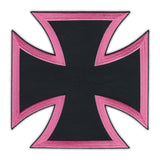 Patch - Motorcycle Biker Jacket/Vest Patch (Back Patch) - Pink and Black Maltese Cross 