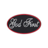 Patch - God First, Oval, Red Trim