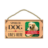 Wood Sign - Spoiled Dog Lives Here (Picture Frame)  (10" x 5")
