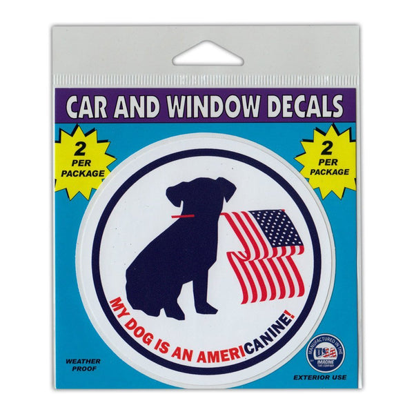 Window Decals (2-Pack) - My Dog is an Americanine! (4" Diameter)