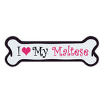 Pink Dog Bone Magnet - I Love My Maltese
