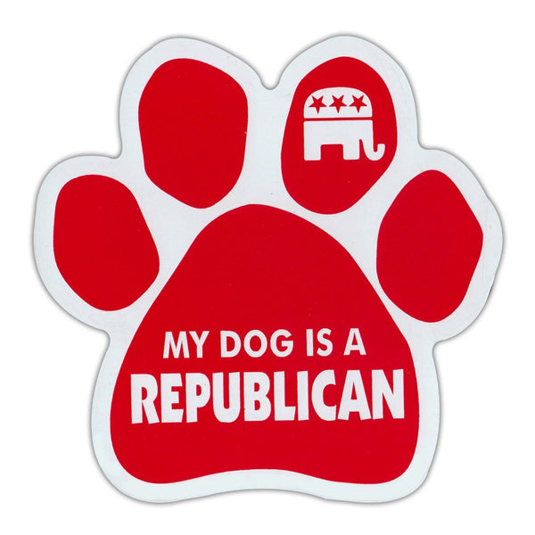 Dog Paw Magnet - My Dog is a Republican (Red, Elephant Graphic) (5.5" x 5.5")