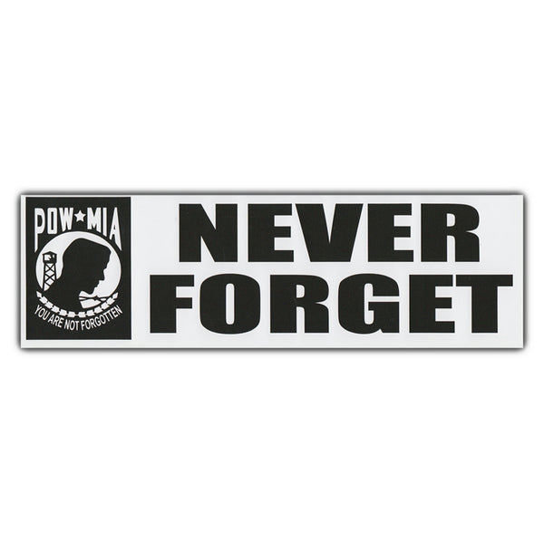 Bumper Sticker - Never Forget, POW MIA (10" x 3")