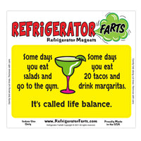 Funny Refrigerator Magnet, Salads Gym Versus Tacos Margaritas Life Balance, 5" x 3"