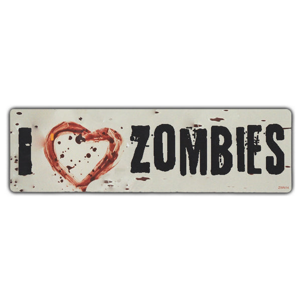 Bumper Sticker - I LOVE ZOMBIES w/Bloody Heart 