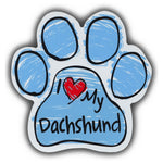 Blue Scribble Dog Paw Magnet - I Love My Dachshund