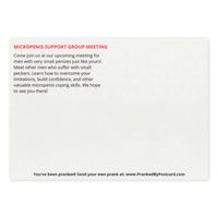 Micropenis Support Group text on back of card